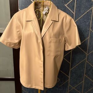 L’Academie Faux Leather Top